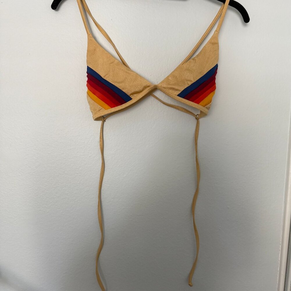 Aviator Nation 5 Stripe Bikini Top size Small